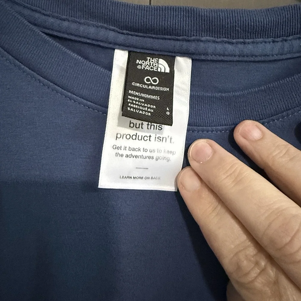 The Northface Men's Long Sleeve Blue Shirt Large - Never Stop Exploring Design